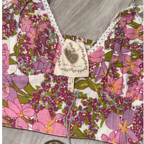 Z&L Europe Women Pink Floral Lace Trim Crop Top and Maxi Skirt Set Size L NWT - Picture 5 of 10